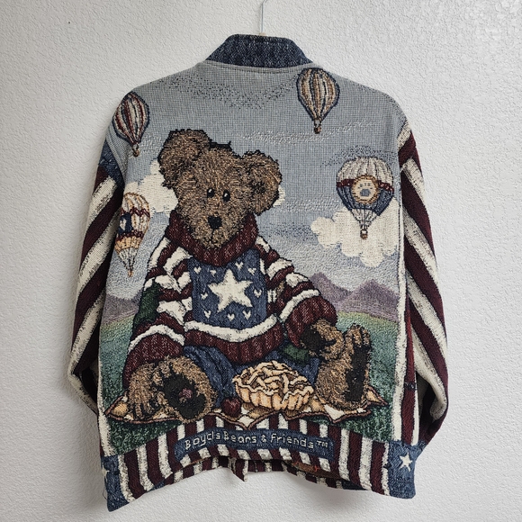 Vintage Sugar Street Weavers Boyds Bears Patriotic Jacket Size L-XL USA Damaged - Picture 3 of 16